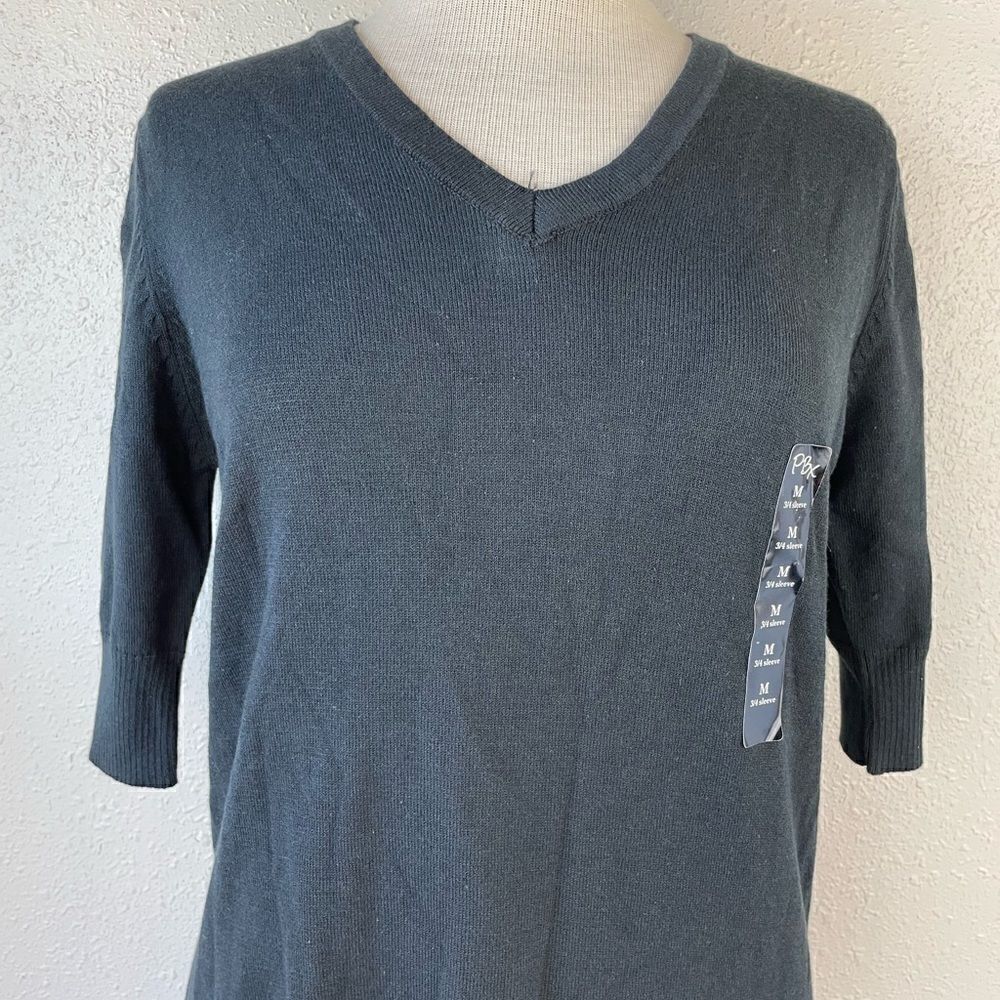NWT PBX Basics Short Sleeve Black Sweater Top Size M - Picture 2 of 6